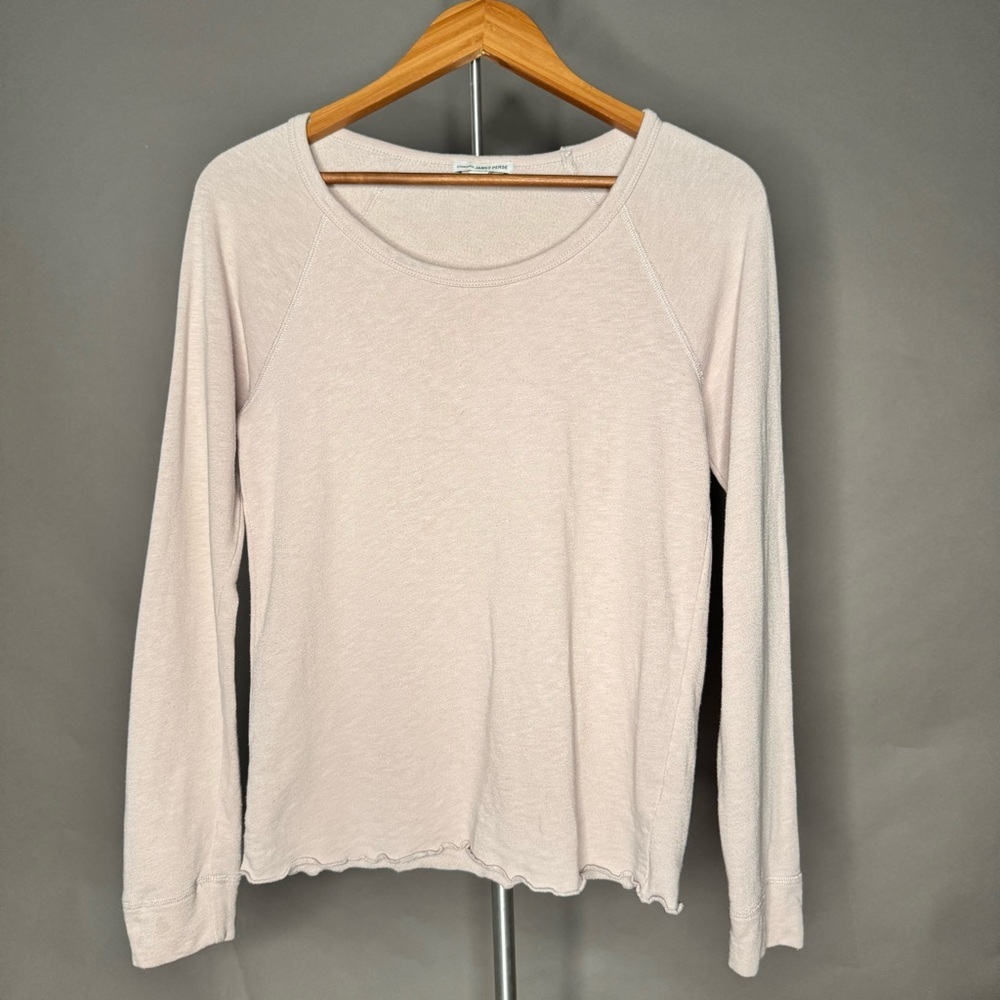 James Perse Women's Long Sleeve Scoop Sweatshirt Soft Pale Pink Size 1 Small